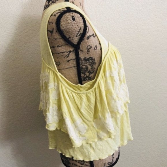 ❣️HP❣️Free People Yellow Cold Shoulder Floral Flowy Spring Top. Sz:XS - Picture 4 of 7